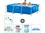 Piscina Intex Con Struttura Rettangolare - 220 X 150 X 60 Cm - Blu - Consegna Inclusa Pacchetto Di Manutenzione - Pompa Filtro Per Piscina - Filtro - Telone Per Pavimento - Aspiratore