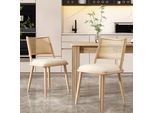 Flieks Sedie Da Pranzo In Rattan Set Di 2, Tavolo Da Pranzo Sedie Da Cucina Con Gambe In Metallo, Sedia Da Giardino Sedia Per Il Tempo Libero Sedia Da Soggiorno, Pu, Beige