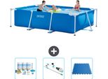 Piscina Intex Con Struttura Rettangolare - 300 X 200 X 75 Cm - Blu - Pacchetto Manutenzione Incluso - Aspirapolvere - Pavimento In Piastrelle