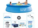 Piscina Gonfiabile Rotonda Intex Easy Set - 305 X 76 Cm - Blu - Incluso Tenda Con Pompa - Pacchetto Manutenzione - Filtro - Telo Di Fondo - Aspirapolvere