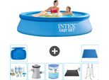 Piscina Gonfiabile Rotonda Intex Easy Set - 244 X 61 Cm - Blu - Include Pacchetto Di Manutenzione - Pompa Filtro Per Piscina - Filtro - Tappetino Solare - Scaletta - Pediluvio
