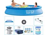 Piscina Gonfiabile Rotonda Intex Easy Set - 305 X 61 Cm - Blu - Incluso Tenda Con Pompa - Pacchetto Manutenzione - Filtro - Telo Di Fondo - Aspirapolvere