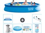 Piscina Gonfiabile Rotonda Intex Easy Set - 457 X 84 Cm - Blu - Incluso Tenda Con Pompa - Pacchetto Manutenzione - Filtro - Telo Di Fondo - Aspirapolvere