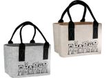 Gilde Tasche, "Hundebande"", Filz, Beige, Hellgrau, Ve 6, 2 StüCk Wie Abgebildet, L. 22 Cm, B. 30 Cm, H. 22 Cm 55915"