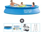Piscina Gonfiabile Rotonda Intex Easy Set - 305 X 61 Cm - Blu - Include Copertura - Kit Di Manutenzione - Pompa Filtro Per Piscina - Scaletta
