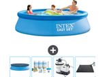 Piscina Gonfiabile Rotonda Intex Easy Set - 305 X 76 Cm - Blu - Include Copertura - Pacchetto Manutenzione - Pompa Filtro Per Piscina - Tappeto Solare