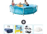 Piscina Intex Con Struttura Rotonda - 305 X 76 Cm - Pressione Dell'acqua - Tenda Da Sole Inclusa - Pacchetto Manutenzione - Pompa Filtro Per Piscina - Sfere Filtranti