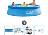 Piscina Gonfiabile Rotonda Intex Easy Set - 305 X 76 Cm - Blu - Include Copertura - Pacchetto Manutenzione - Pompa Filtro Per Piscina - Kit Pulizia