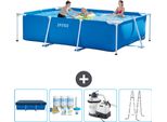 Piscina Intex Con Struttura Rettangolare - 300 X 200 X 75 Cm - Blu - Include Copertura - Pacchetto Di Manutenzione - Pompa Filtro Per Piscina - Scaletta