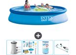 Piscina Gonfiabile Rotonda Easy Set Intex - 396 X 84 Cm - Blu - Incluso Pacchetto Manutenzione Pompa - Filtro - Aspirapolvere