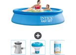 Piscina Easy Set Gonfiabile Rotonda Intex - 244 X 61 Cm - Blu - Pompa Filtro Inclusa Per Piscina - Galleggiante Per Cloro - Cloro