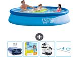 Piscina Gonfiabile Rotonda Intex Easy-Set - 366 X 76 Cm - Blu - Include Tenda Da Sole - Pacchetto Manutenzione - Pompa Filtro Per Piscina - Kit Pulizia
