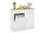 Costway Cassettiera Per Cestino 42L, Mobile Da Cucina Con Ampio Piano Di Lavoro E 2 Cassetti E Ripiano Regolabile, Mobile Per Cestino Con Porta Cestino, Mobile Per Cucina Senza Cestino (Bianco)