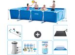 Piscina Intex Con Struttura Rettangolare - 450 X 220 X 84 Cm - Blu - Incluso Pacchetto Manutenzione Pompa - Filtro - Telo Di Fondo - Aspirapolvere - Tappeto Solare