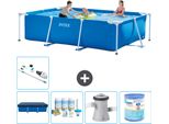 Piscina Intex Con Struttura Rettangolare - 300 X 200 X 75 Cm - Blu - Include Copertura - Pacchetto Manutenzione - Pompa Filtro Per Piscina - Filtro - Aspirapolvere