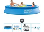 Piscina Gonfiabile Rotonda Intex Easy Set - 305 X 61 Cm - Blu - Include Copertura - Pacchetto Manutenzione - Pompa Filtro Per Piscina - Kit Pulizia