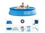 Piscina Gonfiabile Rotonda Intex Easy Set - 244 X 61 Cm - Blu - Include Copertura - Pacchetto Manutenzione - Pompa Filtro Per Piscina - Filtro - Aspirapolvere - Piastrelle Per Pavimento
