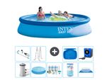 Piscina Gonfiabile Rotonda Intex Easy Set - 396 X 84 Cm - Blu - Incluso Tenda Con Pompa - Pacchetto Manutenzione - Filtro - Telo Di Fondo - Aspirapolvere - Scaletta