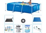 Piscina Intex Con Struttura Rettangolare - 260 X 160 X 65 Cm - Blu - Pacchetto Manutenzione Incluso - Pompa Filtro Per Piscina - Filtro - Aspirapolvere - Tappeto Solare - Piastrelle Per Pavimento