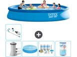 Piscina Gonfiabile Rotonda Intex Easy Set - 457 X 84 Cm - Blu - Inclusa Pompa Tenda - Pacchetto Manutenzione - Filtro - Aspirapolvere