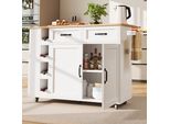 Carrello Da Portata Flieks Carrello Da Cucina A Isola Con Funzione Di Carico, Carrello Da Cucina A Isola Con Portabottiglie, Carrello Da Cucina Con Piano Tavolo Allungabile, Carrello Da Pranzo