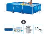 Piscina Intex Con Struttura Rettangolare - 260 X 160 X 65 Cm - Blu - Copertura Inclusa - Pacchetto Manutenzione - Pompa Filtro Per Piscina - Hoover