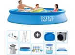 Piscina Gonfiabile Rotonda Intex Easy Set - 305 X 61 Cm - Blu - Inclusa Copertura Della Pompa - Pacchetto Di Manutenzione - Filtro - Telo Di Fondo - Aspirapolvere - Scaletta