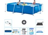 Piscina Intex Con Struttura Rettangolare - 300 X 200 X 75 Cm - Blu - Include Copertura - Pacchetto Di Manutenzione - Pompa Filtro Per Piscina - Filtro - Copertura Del Terreno - Aspirapolvere