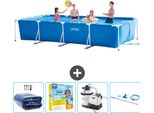 Piscina Intex Con Struttura Rettangolare - 450 X 220 X 84 Cm - Blu - Include Tenda Da Sole - Pacchetto Manutenzione - Pompa Filtro Per Piscina - Kit Pulizia