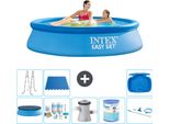 Piscina Gonfiabile Rotonda Intex Easy Set - 244 X 61 Cm - Blu - Include Copertura - Kit Di Manutenzione - Pompa Filtro Per Piscina - Filtro - Kit Di Pulizia - Scaletta