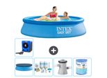 Piscina Gonfiabile Rotonda Intex Easy Set - 244 X 61 Cm - Blu - Include Copertura - Pacchetto Manutenzione - Pompa Filtro Per Piscina - Filtro - Pompa Di Calore