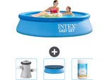 Piscina Intex Gonfiabile Rotonda Easy Set - 244 X 61 Cm - Blu - Pompa Filtro Inclusa Per Piscina - Copertura - Cloro