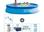 Piscina Gonfiabile Rotonda Intex Easy Set - 396 X 84 Cm - Blu - Inclusa Pompa Tenda - Pacchetto Manutenzione - Filtro - Aspirapolvere