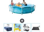 Piscina Intex Con Struttura Rotonda - 305 X 76 Cm - Pressione Dell'acqua - Tenda Parasole Inclusa - Pacchetto Manutenzione - Pompa Filtro Per Piscina - Tappeto Solare