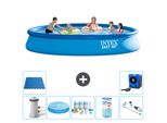 Piscina Gonfiabile Rotonda Easy Set Intex - 457 X 84 Cm - Blu - Tenda Con Pompa Inclusa - Pacchetto Manutenzione - Filtro - Aspirapolvere - Piastrelle Per Pavimento - Pompa Di Calore