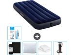 Intex Airbed - 1 Persona - 76 X 191 X 25 Cm - Blu - Lenzuolo Incluso - Bacio - Pompa - Kit Di Riparazione E Protezione Per Cuscino