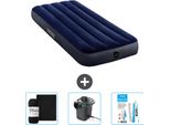 Letto Gonfiabile Intex - 1 Persona - 76 X 191 X 25 Cm - Blu - Lenzuola Incluse - Pompa E Kit Di Riparazione