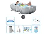 Piscina Intex Con Struttura A Prisma Rettangolare - 300 X 175 X 80 Cm - Grigio - Inclusa Pompa - Pacchetto Manutenzione Scala - Filtro - Telo Di Fondo - Aspirapolvere