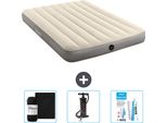 Intex Airbed - Letto Matrimoniale - 137 X 191 X 25 Cm - Beige - Include Lenzuola - Pompa E Kit Di Riparazione