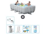 Piscina Intex Con Struttura A Prisma Rettangolare - 300 X 175 X 80 Cm - Grigio - Inclusa Pompa - Pacchetto Manutenzione Scala - Filtro - Aspirapolvere
