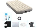 Intex Airbed - 1 Persona - 99 X 191 X 25 Cm - Beige - Lenzuolo Incluso - Bacio - Pompa - Kit Di Riparazione E Protezione Per Cuscini