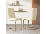 Set Di 2 Sedie A Sbalzo Flieks, Sedie Per Sala Da Pranzo Con Gambe In Metallo Dorato, Sedie Imbottite Con Rivestimento In Velluto, Sedie Da Cucina Sedie Da Soggiorno, Beige