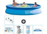 Piscina Gonfiabile Rotonda Intex Easy-Set - 366 X 76 Cm - Blu - Pacchetto Manutenzione Incluso - Pompa Filtro Per Piscina - Filtro - Telo Di Fondo - Aspirapolvere