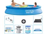 Piscina Gonfiabile Rotonda Intex Easy Set - 305 X 61 Cm - Blu - Include Pacchetto Manutenzione - Pompa Filtro Per Piscina - Filtro - Telo Di Fondo - Aspirapolvere - Tappetino Solare
