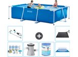 Piscina Intex Con Struttura Rettangolare - 300 X 200 X 75 Cm - Blu - Incluso Nella Consegna Pacchetto Di Manutenzione - Pompa Filtro Per Piscina - Filtro - Telone Per Pavimento - Aspiratore - Tappeto Solare