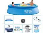 Piscina Gonfiabile Rotonda Intex Easy Set - 305 X 76 Cm - Blu - Include Tenda Da Sole - Pacchetto Manutenzione - Pompa Filtro Per Piscina - Filtro - Telo Di Fondo - Aspirapolvere