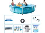 Piscina Intex Con Telaio Rotondo - 305 X 76 Cm - Pressione Dell'acqua - Copertura Inclusa - Pacchetto Di Manutenzione - Pompa Filtro Per Piscina - Filtro - Copertura Del Terreno - Aspirapolvere