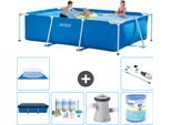 Piscina Intex Con Struttura Rettangolare - 300 X 200 X 75 Cm - Blu - Include Copertura - Pacchetto Di Manutenzione - Pompa Filtro Per Piscina - Filtro - Copertura Del Terreno - Aspirapolvere