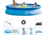 Piscina Gonfiabile Rotonda Intex Easy-Set - 366 X 76 Cm - Blu - Include Tenda Da Sole - Pacchetto Manutenzione - Pompa Filtro Per Piscina - Filtro - Telo Di Fondo - Aspirapolvere
