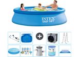 Piscina Gonfiabile Rotonda Intex Easy Set - 305 X 76 Cm - Blu - Include Tenda Da Sole - Pacchetto Manutenzione - Pompa Filtro Per Piscina - Filtro - Telo Di Fondo - Aspirapolvere